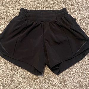 Size 2, 4 inch, black lululemon hotty hot shorts low rise